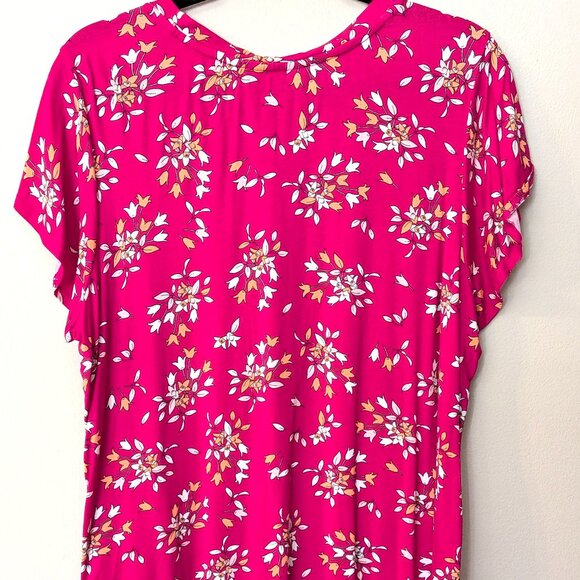 Liz Claiborne Women's Deep Pink Floral Short Flutter Sleeve Blouse – Size 0X - Picture 3 of 4